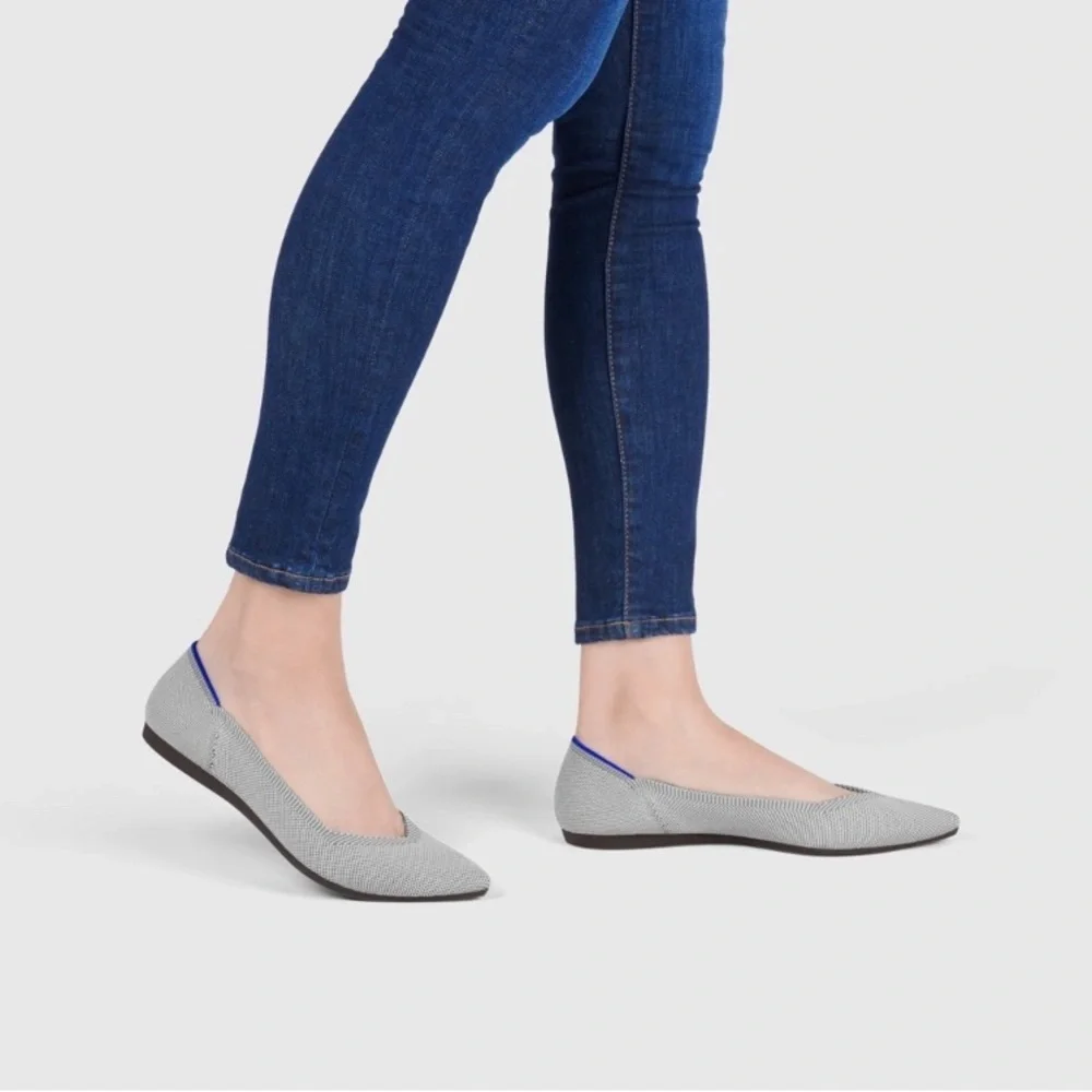 Rothy's The Point Flats in Flax Birdseye Grey, Size 8.5, EUC